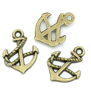 10 x Pendant Anchor Bronze 19 x 15 mm