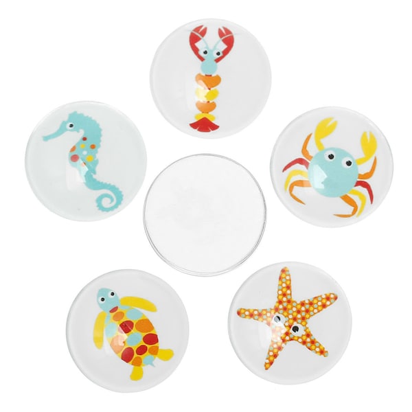 4 x Cabochon Sea Animals Bunt 20 mm