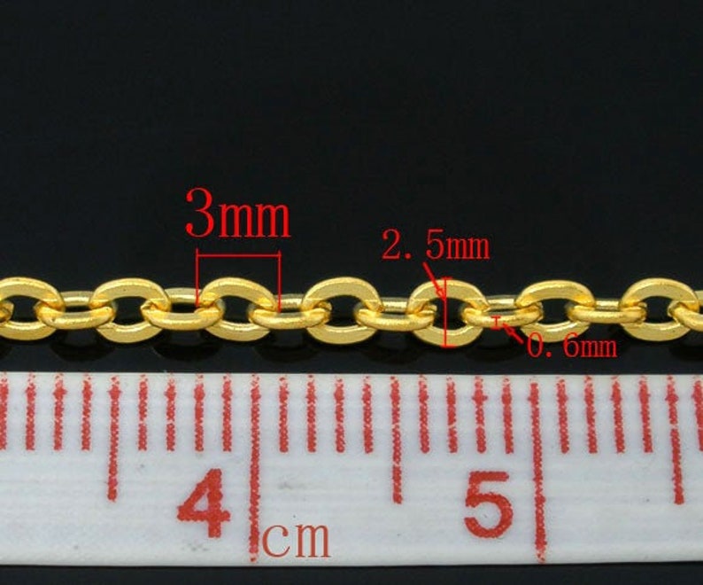 0,78 /m 5 Meter Kette Gold 3x2,5mm Bild 3