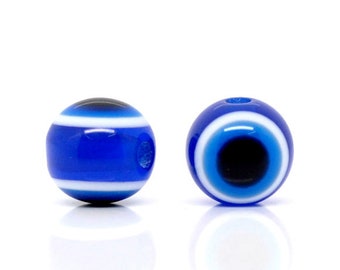20 x Resin Perlen Böser Blick Blau 10mm