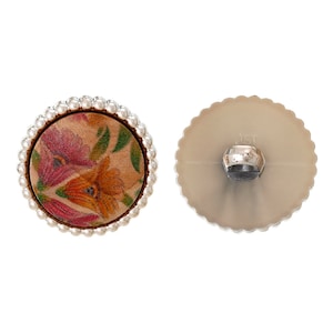 5 x Wooden Buttons Flowers Colorful 25 mm