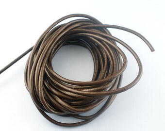 2 meter lederen band Brown 3 mm