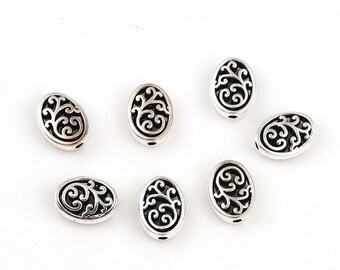 10 x perles métalliques Argent 12 x 10 mm