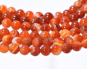 10 x Agate Beads Red 6 mm