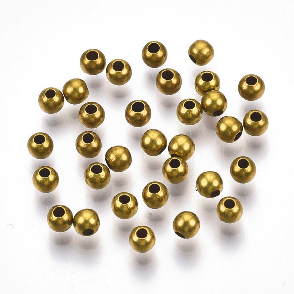 100 x perles métalliques laiton 4 mm