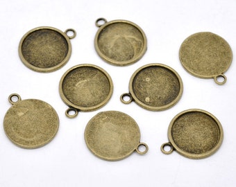 Für 20mm: 4 x Cabochon Fassung Bronze 28x24mm