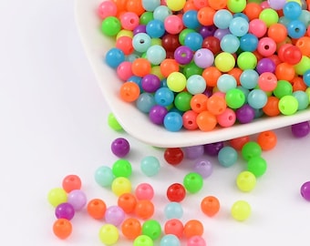 100 x Acrylic beads neon color 6 mm