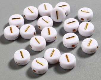 50 x Acrylic Beads Letters I White Gold 7 mm