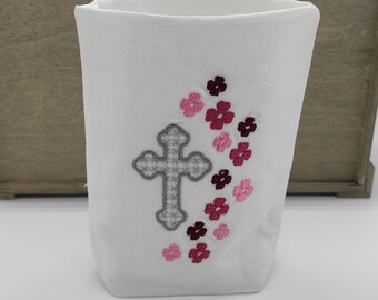 Embroidery file Flowers with Cross - Christian Symbol