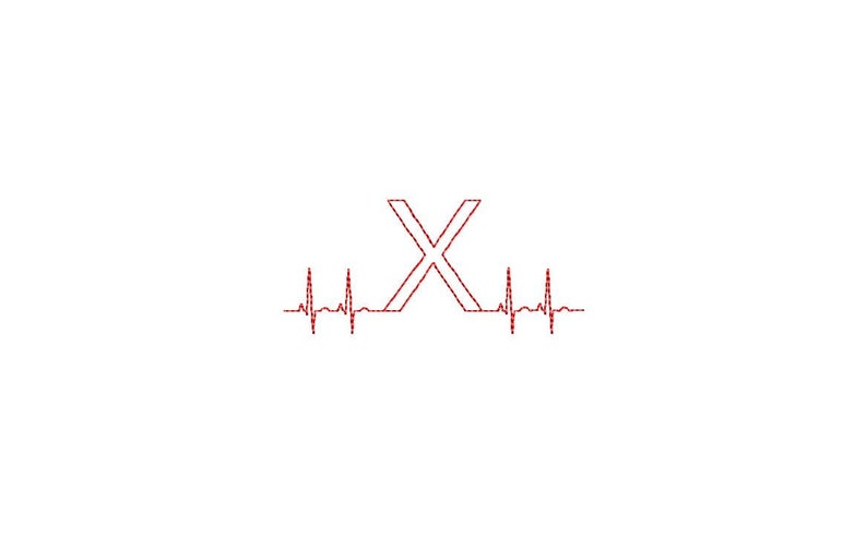 Embroidery file heartbeat alphabet X
