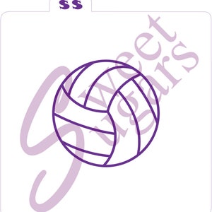 May include: A purple outline of a volleyball on a white background. The volleyball design is a stencil with the letters "SS" in the upper left corner. The words "Sweet Stars" are in the background.