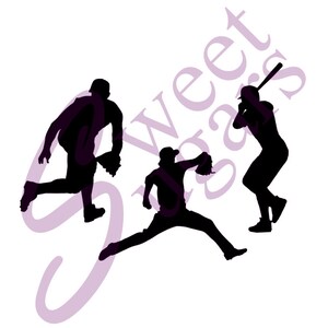 Baseball Player Silhouettes Silkscreen Stencils - 3 Options Available