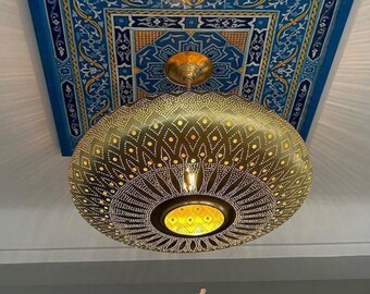Moroccan Pendant Light Shade, Handcrafted Hanging Lamp, Unique Light Fixture, Boho Lighting, Moroccan Decor