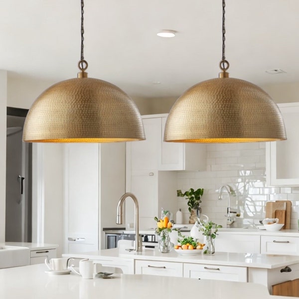 Set of 2 Dome Pendant Light, Hanging Light Fixture, Pendant Ceiling Light, Modern Lighting , Kitchen Island Light