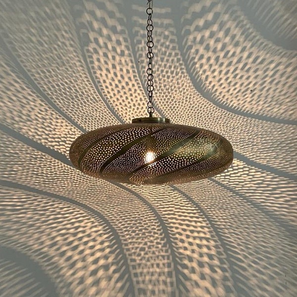 Moroccan Pendant Light Shade, Handcrafted Hanging Lamp, Unique Light Fixture, Boho Lighting, Moroccan Decor