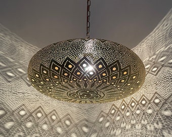 Marokkanischer Pendelleuchtenschirm, handgefertigte Hängelampe, einzigartige Leuchte, Boho-Beleuchtung, marokkanisches Dekor