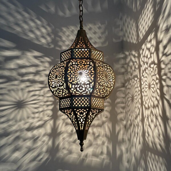 Moroccan Pendant Light Shade, Handcrafted Hanging Lamp, Unique Light Fixture, Boho Lighting, Moroccan Decor