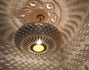 Moroccan Pendant Light Shade, Handcrafted Hanging Lamp, Unique Light Fixture, Boho Lighting, Moroccan Decor