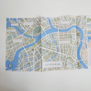 Vintage city map Leningrad, 70s German Merian travel magazine excerpt, small size wall hanging decoration, SHIPPING FROM GERMANY