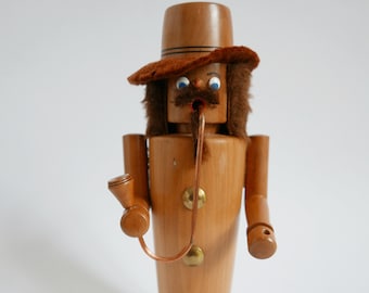 Vintage wood incense smoker watchman, pipe man, German vintage Christmas decoration, SHIPPING FROM GERMANY
