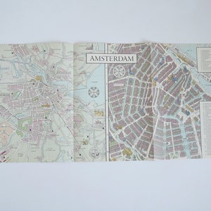 plan de la ville vintage d’Amsterdam, carte des Pays-Bas, extrait du magazine de voyage allemand Merian, décor suspendu mural de petite taille, EXPÉDITION D’ALLEMAGNE