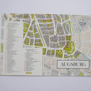 Vintage Landkarte Augsburg, Poster Dekoration, KLEINES FORMAT