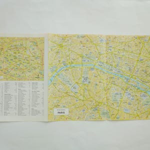 Vintage paper map of Paris in France, German travel magazine excerpt, original wall hanging, SHIPPING FROM GERMANY