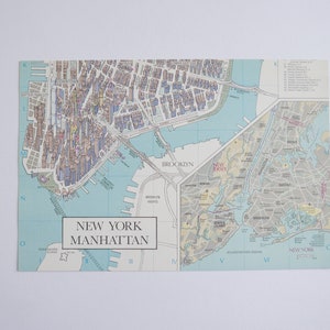 Vintage Karte New York Manhattan, Vintage Poster Dekoration USA, KLEINES FORMAT