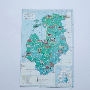 Vintage Landkarte der Baltischen Staaten Estland Lettland Litauen, Vintage Poster Dekoration