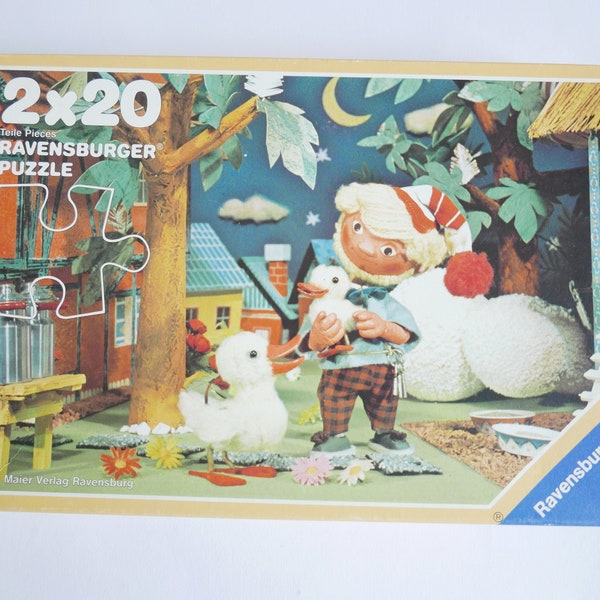 Vintage Puzzle Box Sandmännchen, Ravensburger Puzzle Set mit 2 x 20 Teile