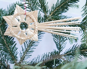 Handmade vintage straw falling star, Christmas tree decoration ornament, SHIPPING FROM GERMANY