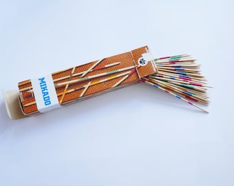 Vintage Mikado Game: Pick-Up Sticks in Wood Box (70 Sticks)
