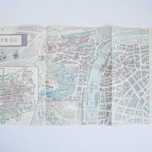 Vintage Landkarte, Stadtplan Prag, Tschechien Karte, KLEINES FORMAT Poster Dekoration