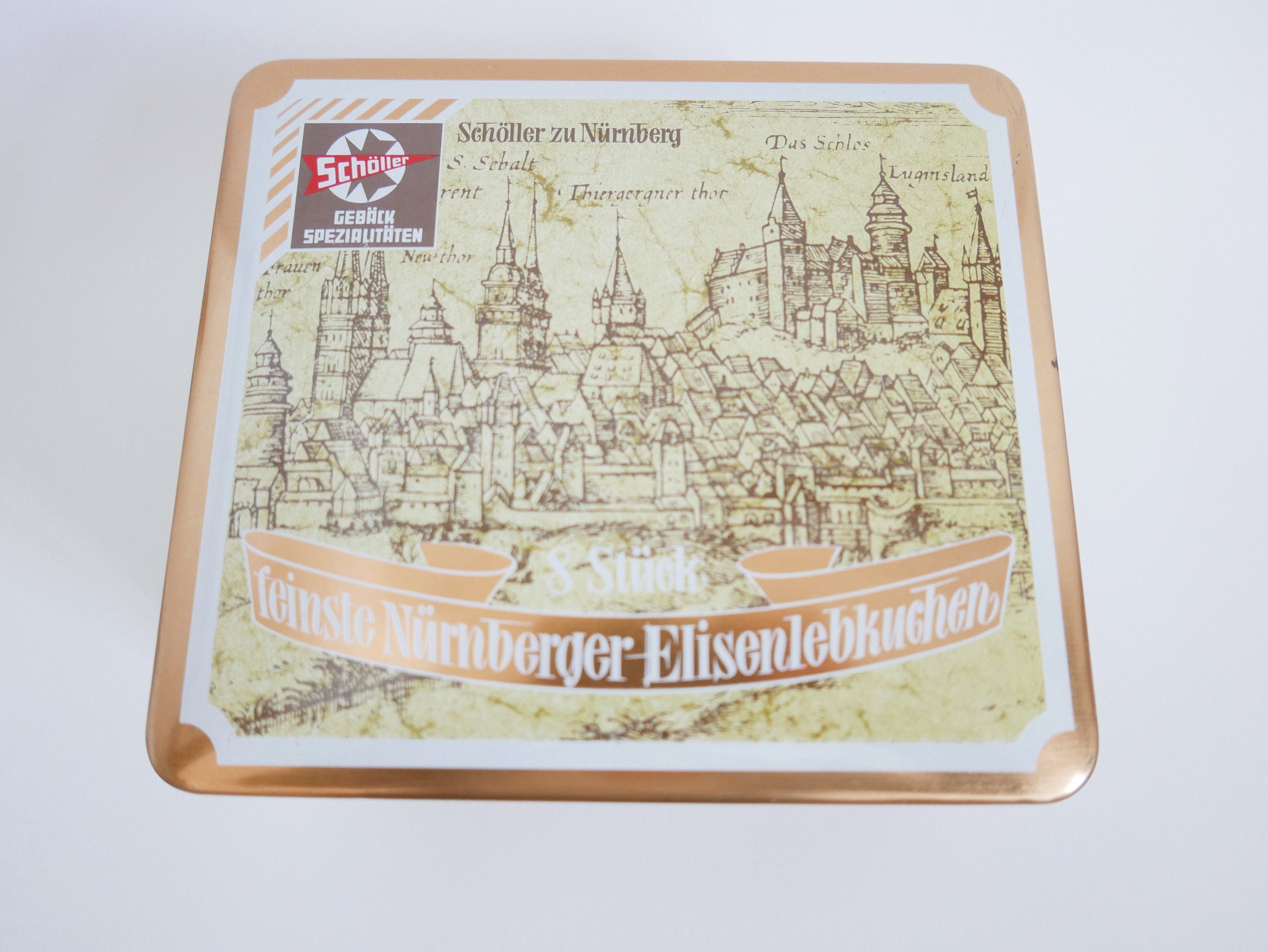 ヴィンテージドイツのジンジャーブレッド缶: Schöller Nürnberger