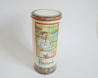 Vintage Harrods tin, cookie tin, vintage decor, collectable retro tin, 80s, SHIPPING FROM GERMANY