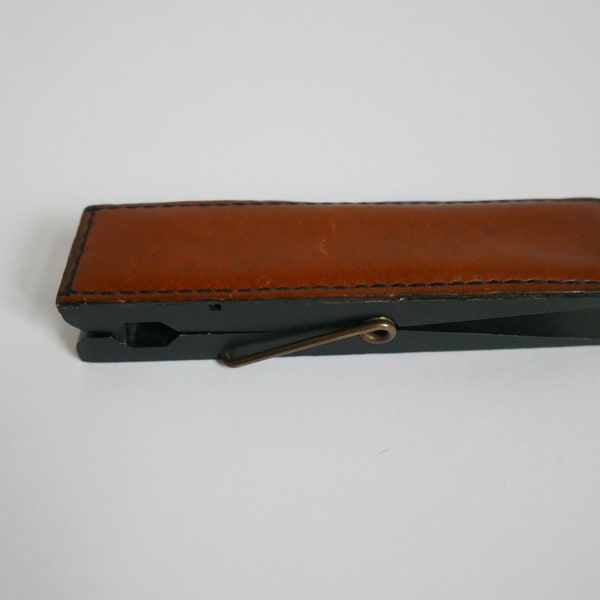 Vintage large wooden clip with leather covering, wooden peg, clothespin decoration, German vintage, SHIPPING FROM GERMANY