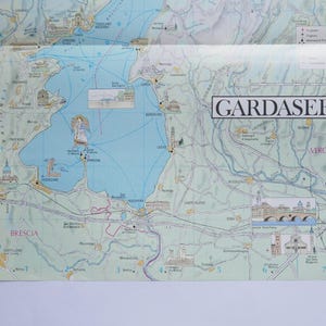 Carte vintage du lac de Garde en Italie, carte pliée, décoration murale de petite taille, EXPÉDITION DE L'ALLEMAGNE
