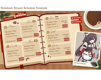 Cafe Notebook Stream Schedule Template