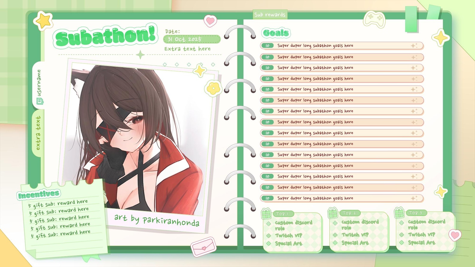 Rotating Subathon Sticker PSD Customisable Subathon Template: Notebook - Etsy