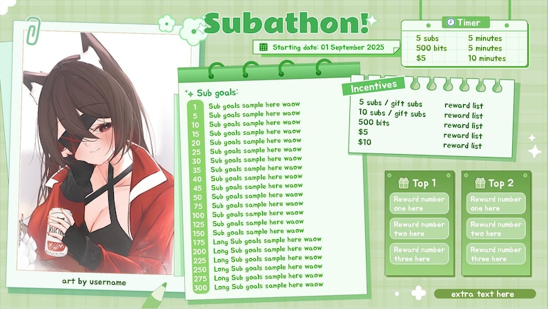 Customisable Subathon Template [PSD] - Etsy