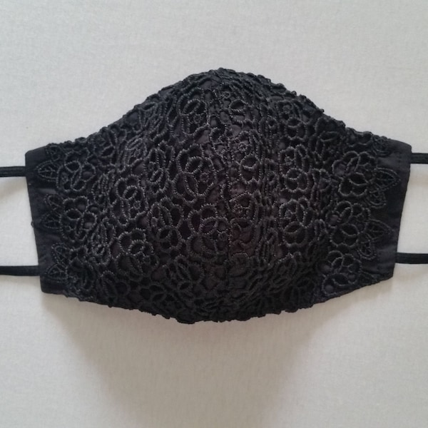 Mouth mask with lace, rubber band, gothic, black, fabric mask, face and nose mask, mouth cover, gifts