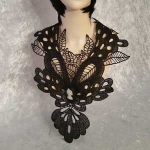 Gothic lace necklace necklace 6 with cabochon, Victorian lace necklace, lace chain, collar, collar, necklace, black, jewelry, gifts
