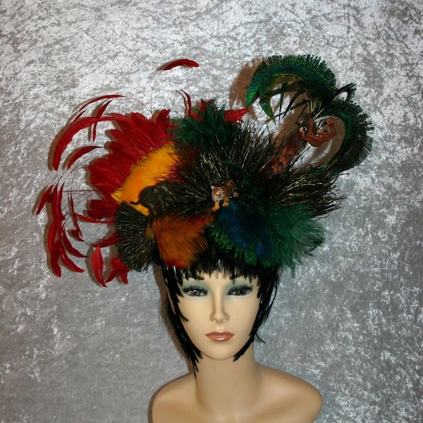 African Sunset-Headdress, Unikat, Headpiece, Feather Hat, Designer Hat, Royal Ascot Hat, Kentucky Derby