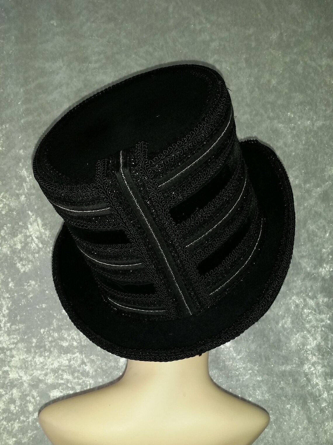 Gothic Cylinder, Cylinder Hat, Gothic Hat, Headpiece, Headdress, Black, Headpiece, Halloween