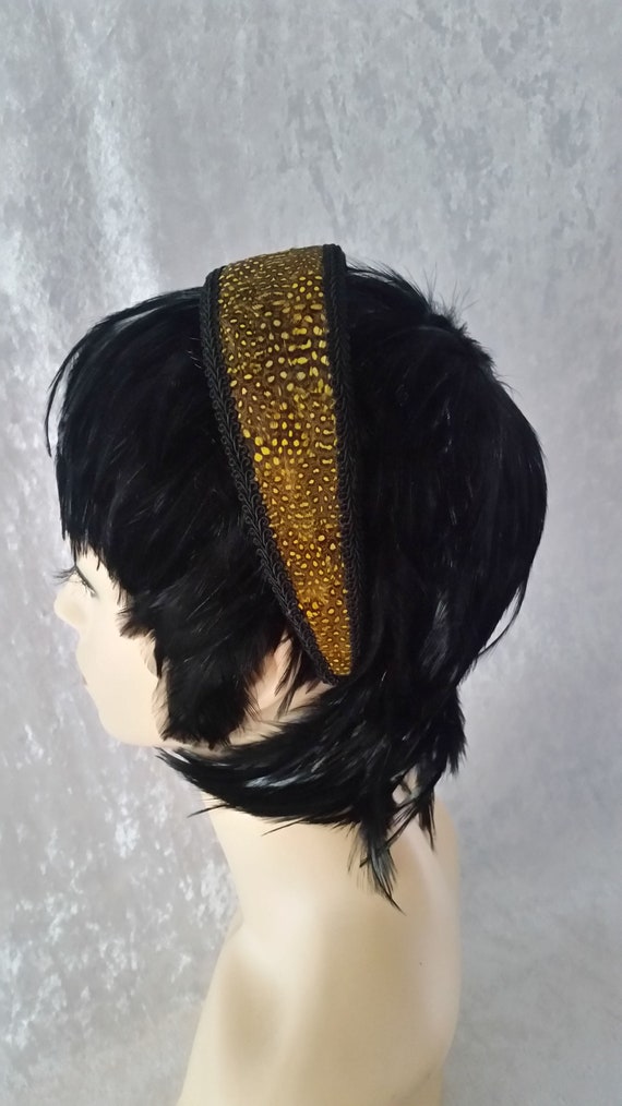 Feder Haarreifen, Perlhuhn Federn gelb, eleganter… - image 4