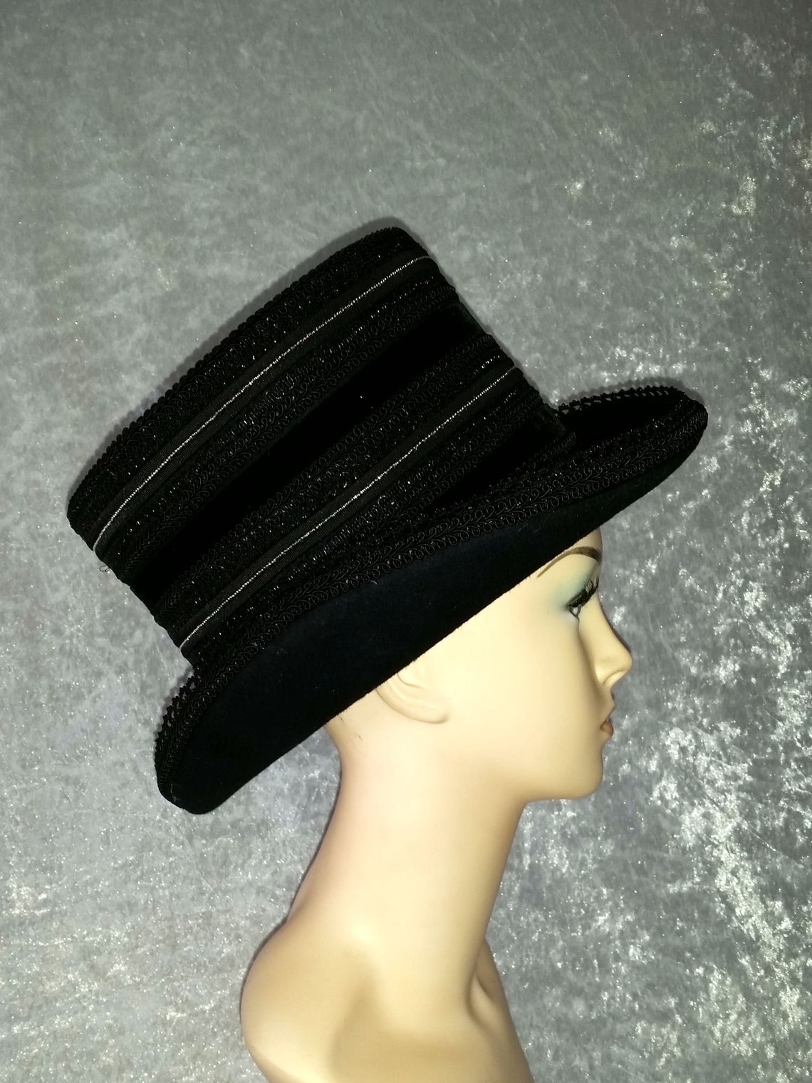 Gothic Cylinder, Cylinder Hat, Gothic Hat, Headpiece, Headdress, Black, Headpiece, Halloween