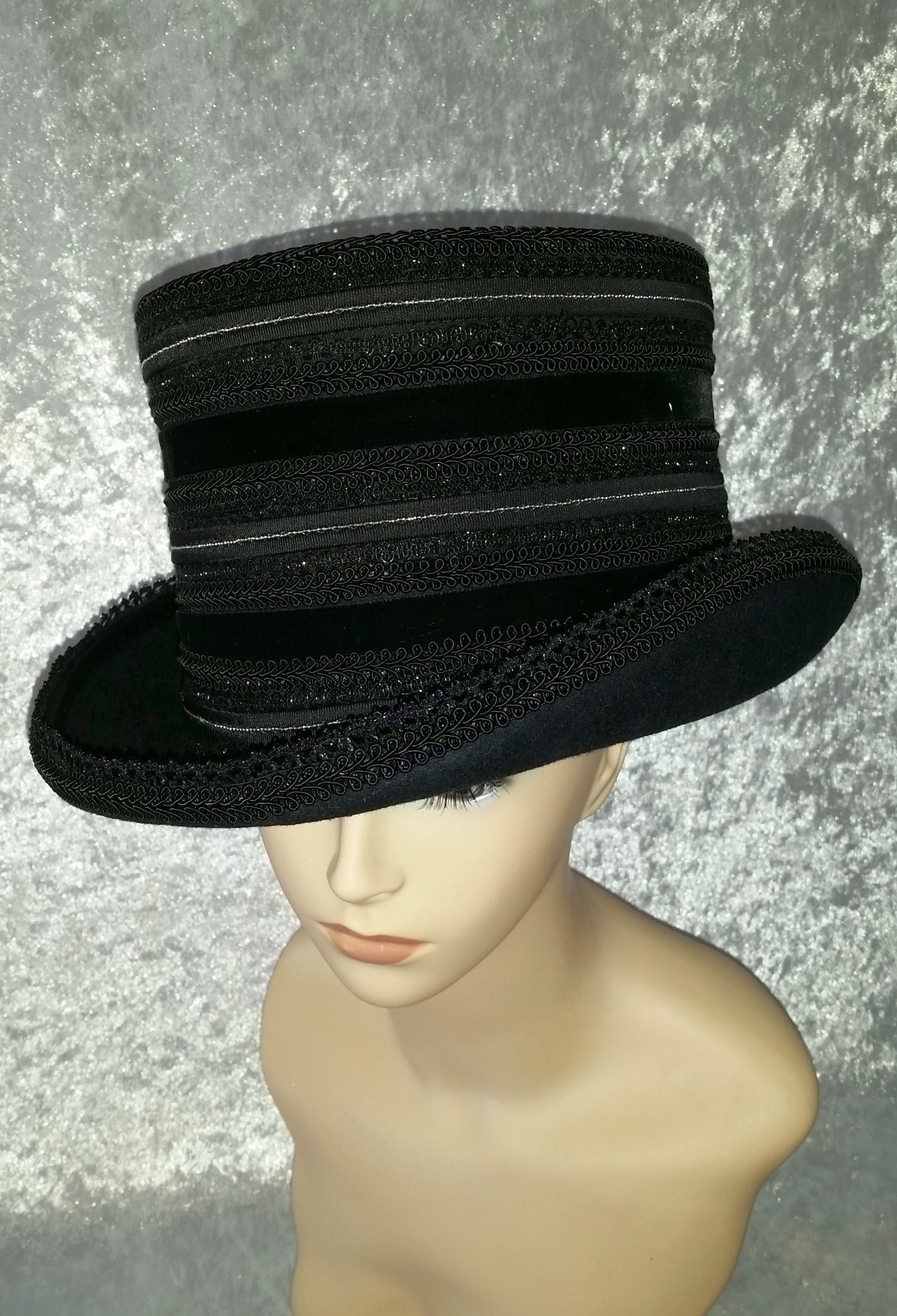 Gothic Cylinder, Cylinder Hat, Gothic Hat, Headpiece, Headdress, Black, Headpiece, Halloween