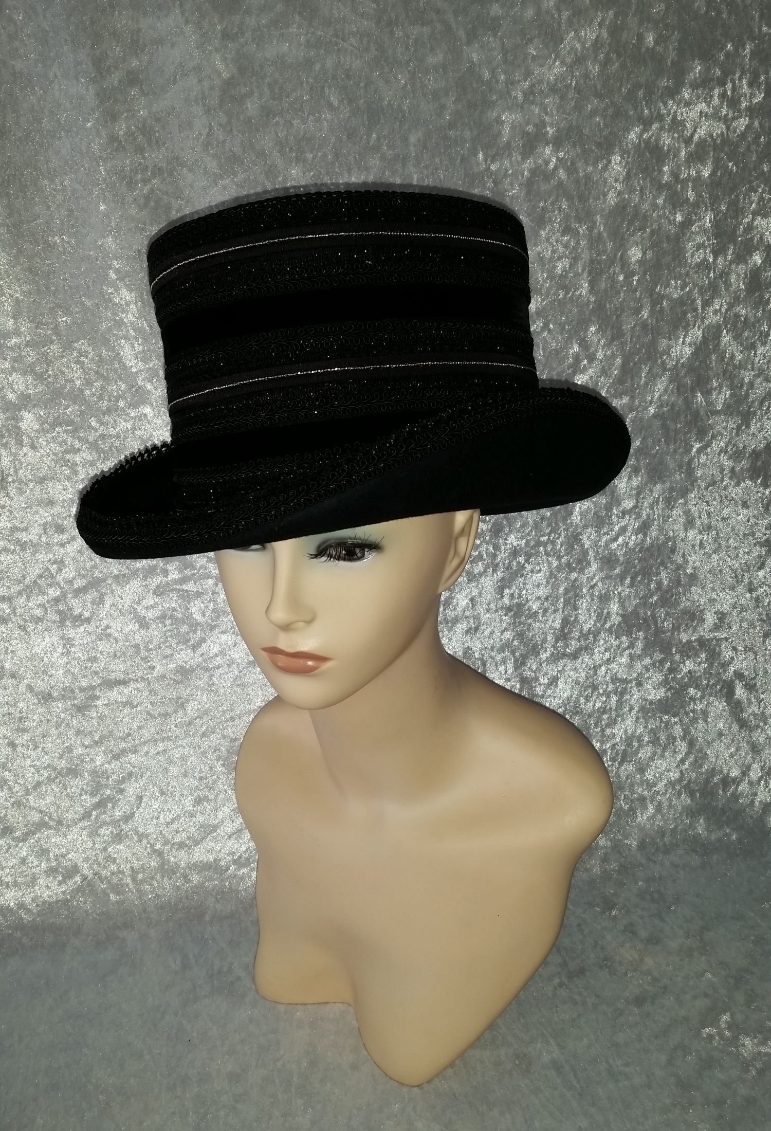 Gothic Cylinder, Cylinder Hat, Gothic Hat, Headpiece, Headdress, Black, Headpiece, Halloween