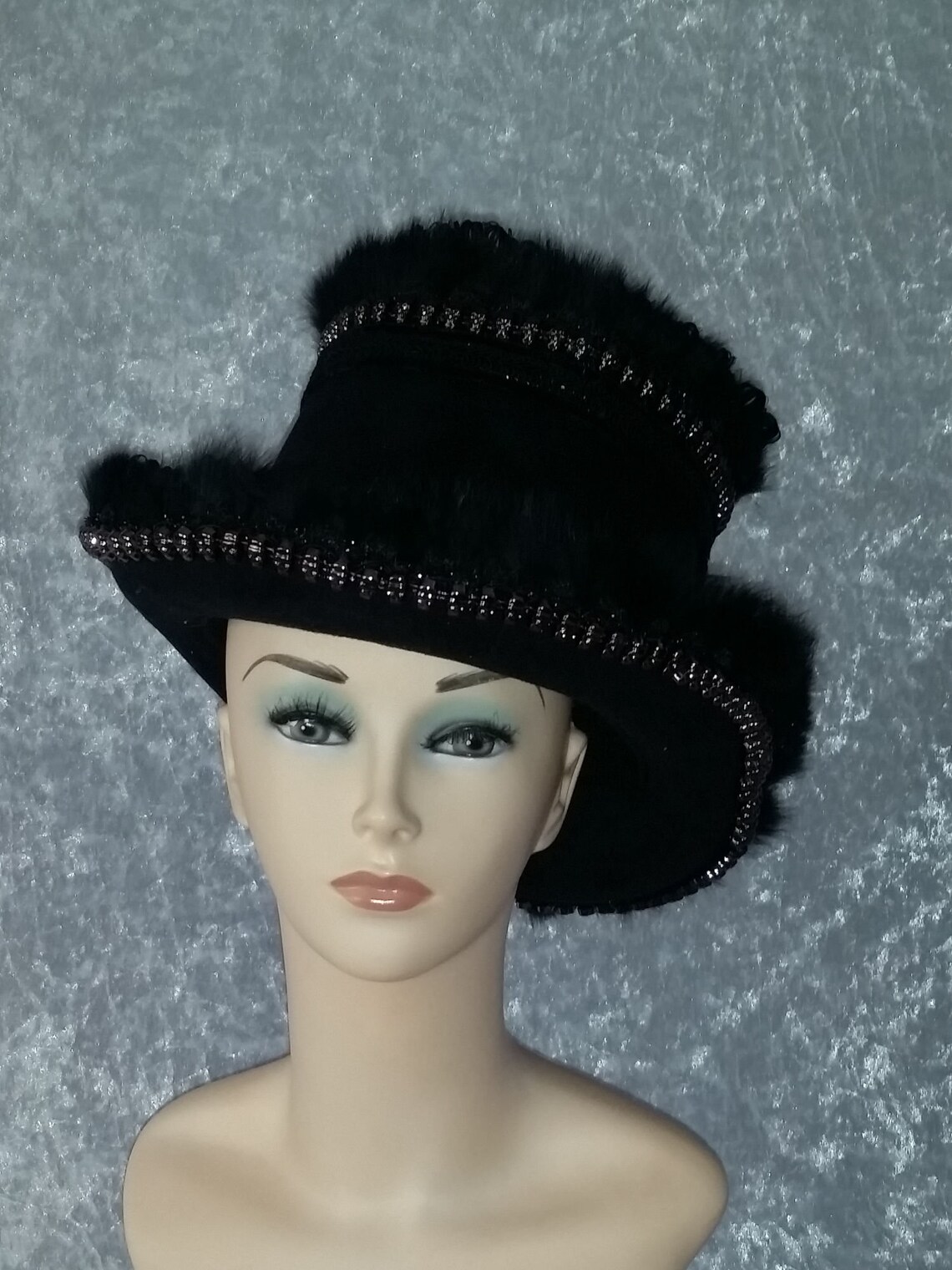 Gothic Cylinder Cylinder Hat Headpiece Headdress Black Etsy