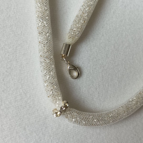 Collier Tube Bijoux 5, Cristal blanc, 54 cm, Collier, Col, Cadeaux, Boho,